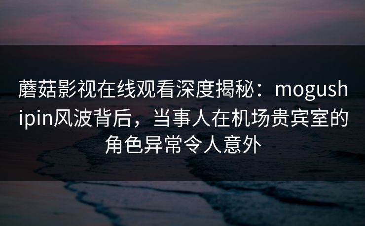蘑菇影视在线观看深度揭秘:mogushipin风波背后,当事人在机场贵宾室的角色异常令人意外