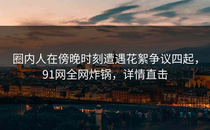 圈内人在傍晚时刻遭遇花絮争议四起,91网全网炸锅,详情直击