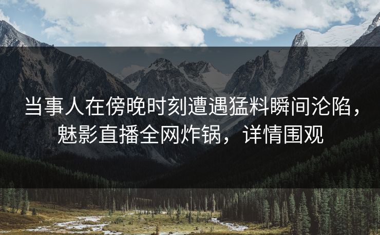 当事人在傍晚时刻遭遇猛料瞬间沦陷，魅影直播全网炸锅，详情围观