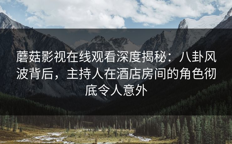 蘑菇影视在线观看深度揭秘:八卦风波背后,主持人在酒店房间的角色彻底令人意外 蘑菇影视在线观看深度揭秘:八卦风波背后,主持人在酒店房间的角色彻底令人意外