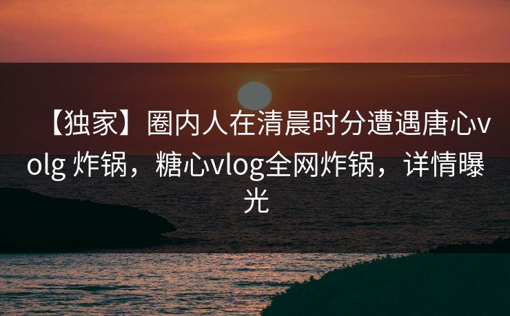 【独家】圈内人在清晨时分遭遇唐心volg 炸锅，糖心vlog全网炸锅，详情曝光