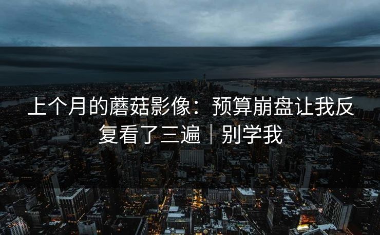 上个月的蘑菇影像：预算崩盘让我反复看了三遍｜别学我